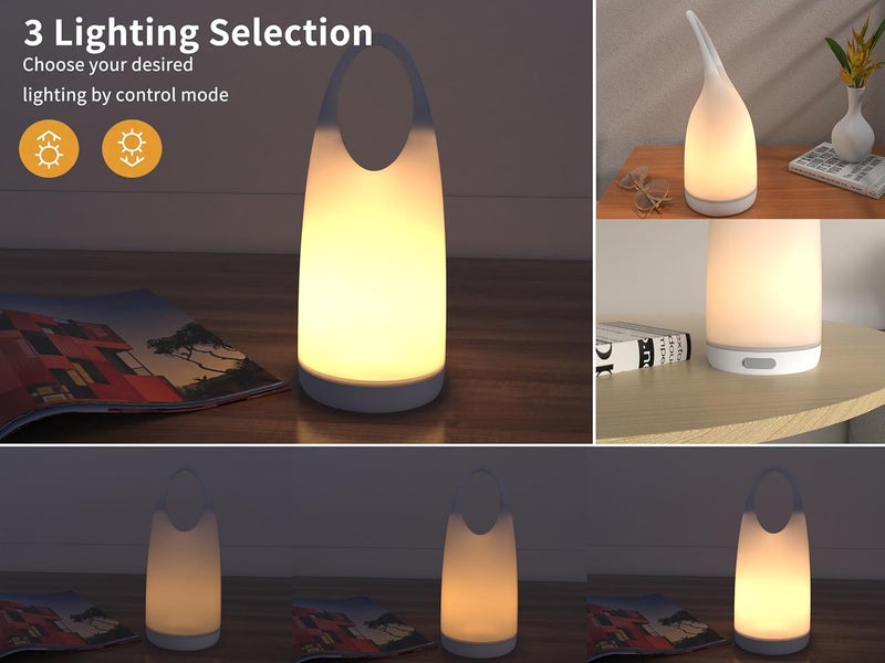ANNAITE Portable Night Light Table Lamp 2 in 1 Charging LED Camping Lantern Waterproof 3-Levels Dimming&Silicone Shell Shatterproof Survival Kits for Indoor Outdoor Home Emergency Light Power (Warm Light) - Image 4